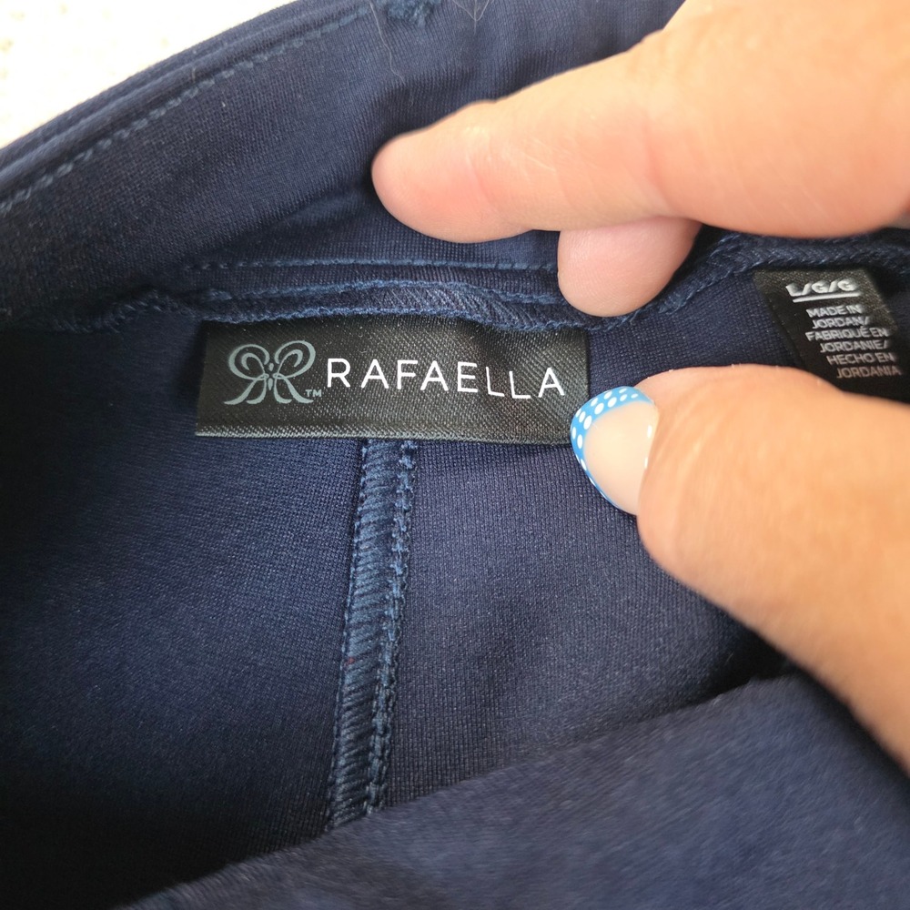 Rafaella Crop Wide Leg Pants Womens Large Navy Blue High Rise Stretch NEW NWT - Picture 7 of 8